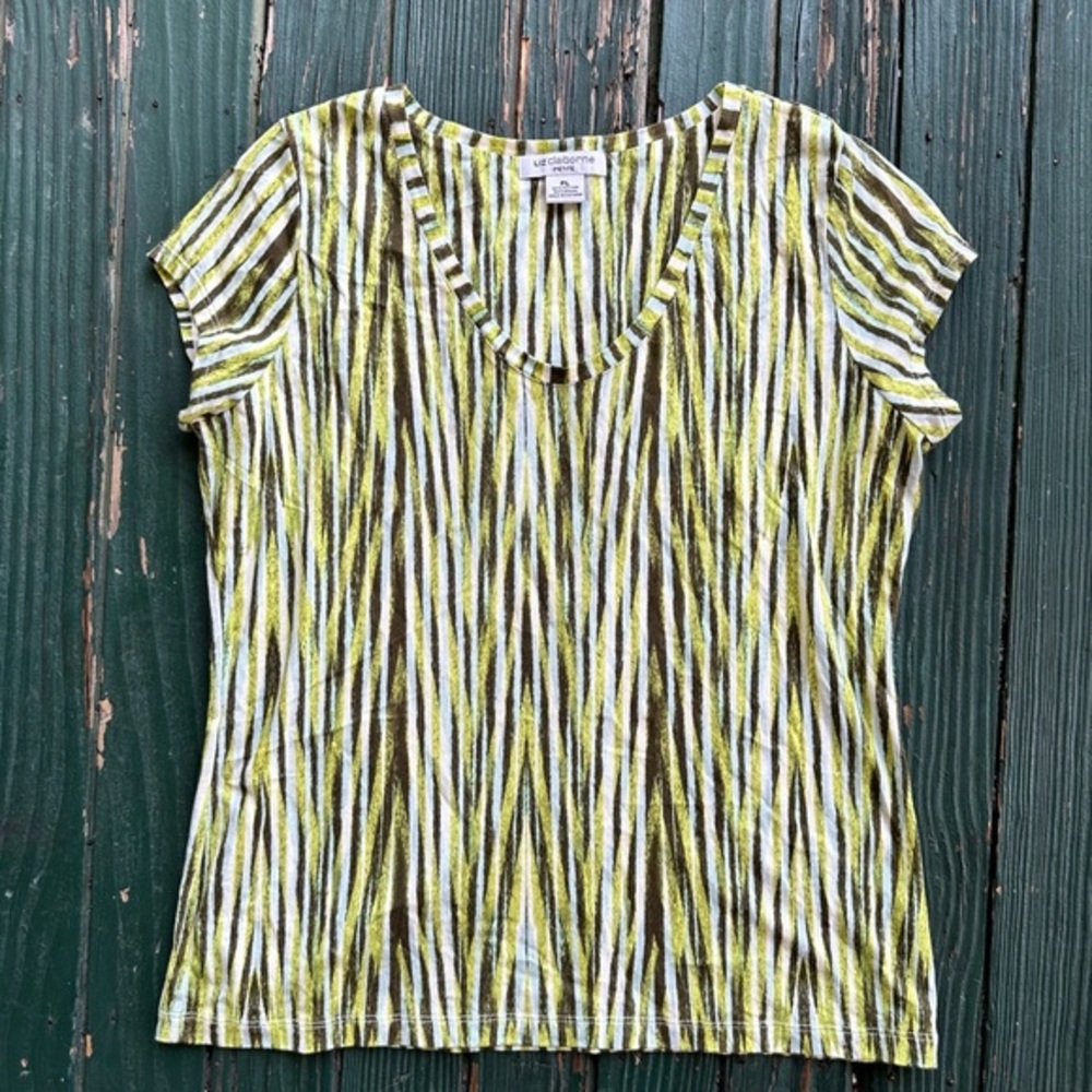 Liz‎ Claiborne abstract neon tee shirt size PL